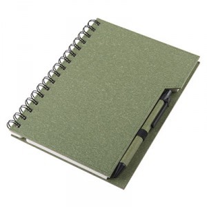 Coloured eco notebook with pen