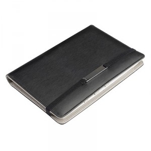 Elegant metal plate padfolio with tablet holder
