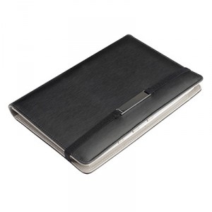 Elegant metal plate padfolio with mini tablet holder