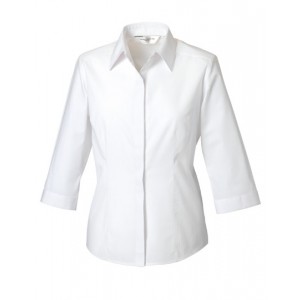 Ladies 3/4 Sleeve PolyCotton Easy Care Fitted Poplin Shirt